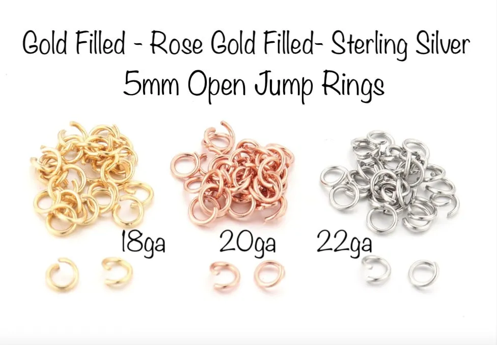 25 PIECES 14k Gold Filled OPEN Click and Lock Jump Rings 5mm 22gauge 20gauge 18gauge Open Jump Rings O Ring Jewelry Findings Links