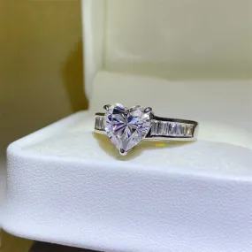 3 Carat Moissanite 925 Sterling Silver Heart Cut Solitaire Ring