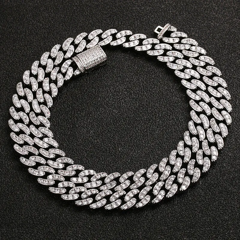 8mm Iced Out High Quality Box Clasp Cuban Chain/Bracelet