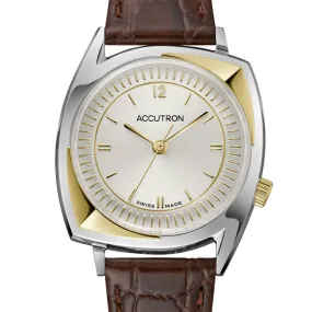 Limited Edition Accutron Legacy 203 Football Gold Relief Automatic Watch - Silver 34mm 2SW8A001