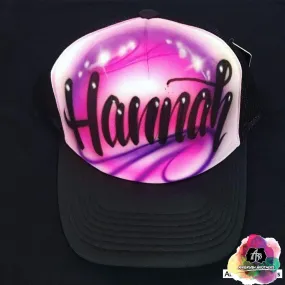 Airbrush Script Swirl Hat Design