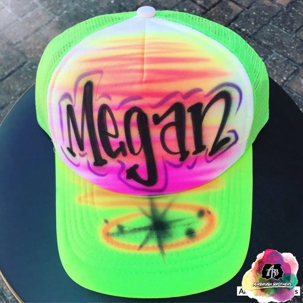 Airbrush Swirl With Name Hat Design