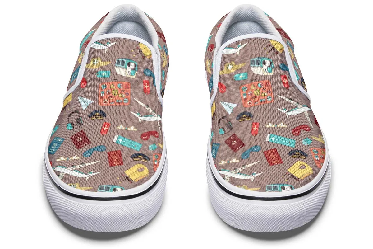 Airplane Travel Icons Slip-On Shoes