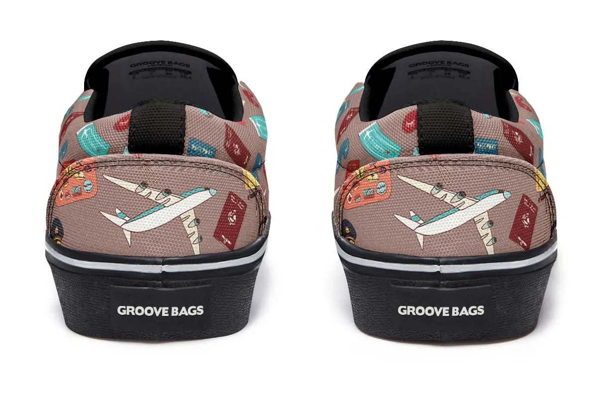 Airplane Travel Icons Slip-On Shoes