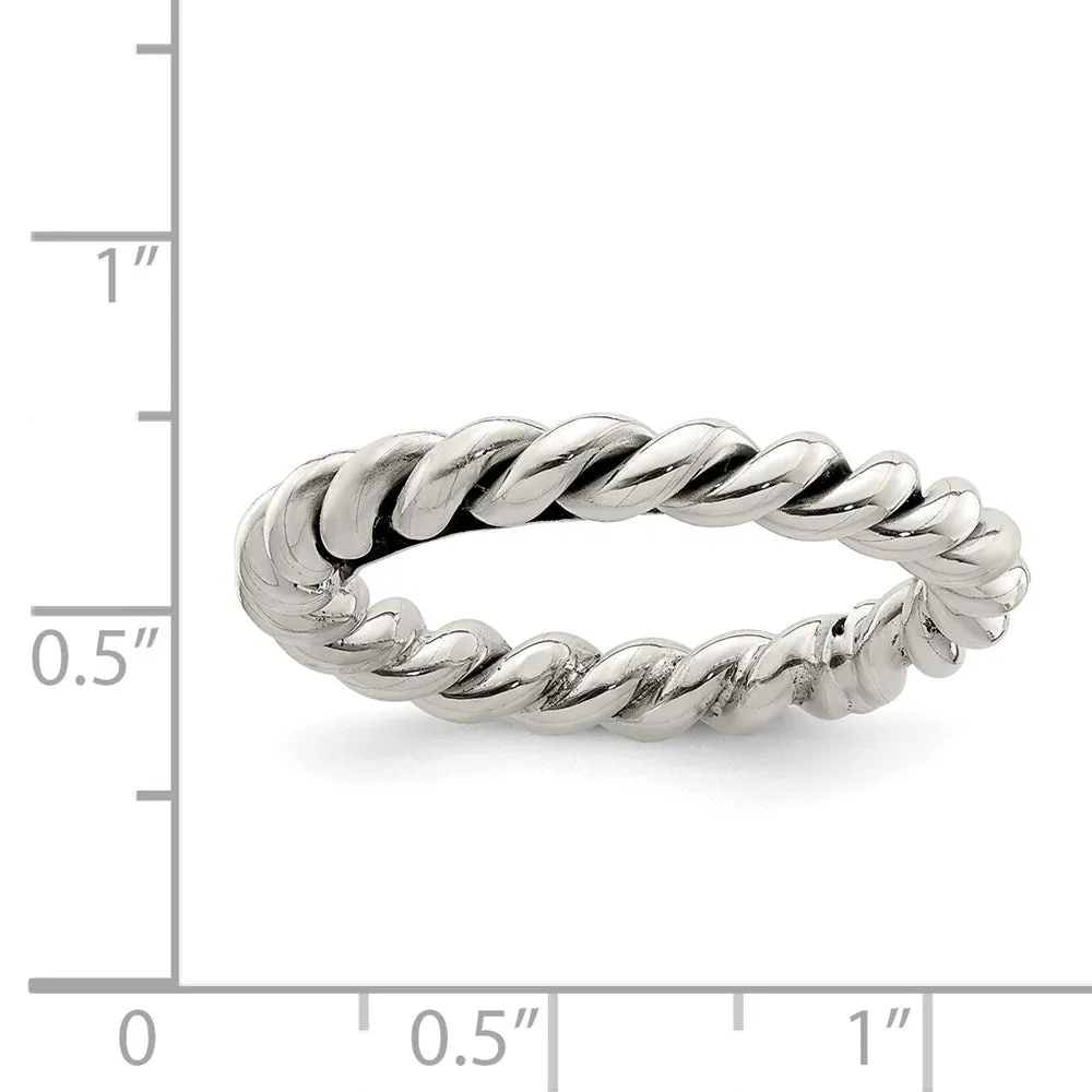 Antiqued Twisted 3mm Women's Ring in Sterling Silver