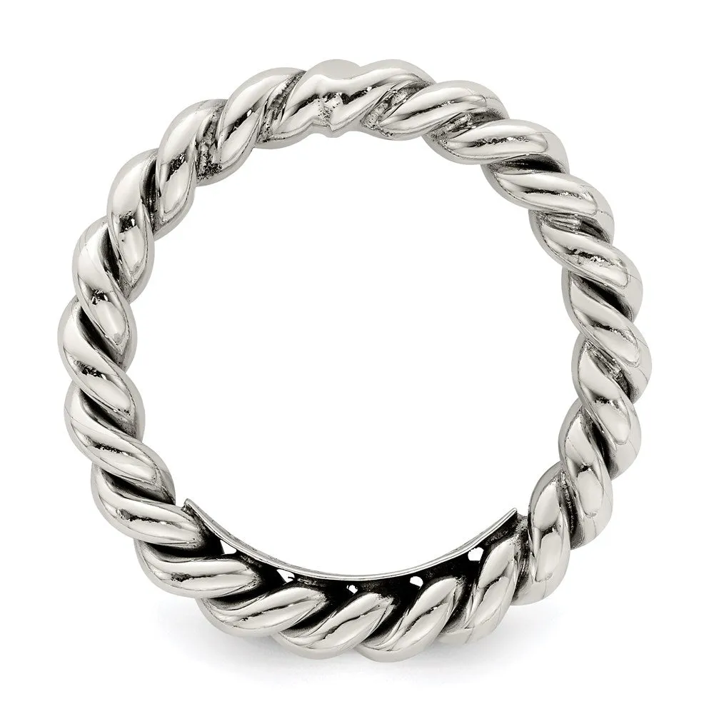 Antiqued Twisted 3mm Women's Ring in Sterling Silver