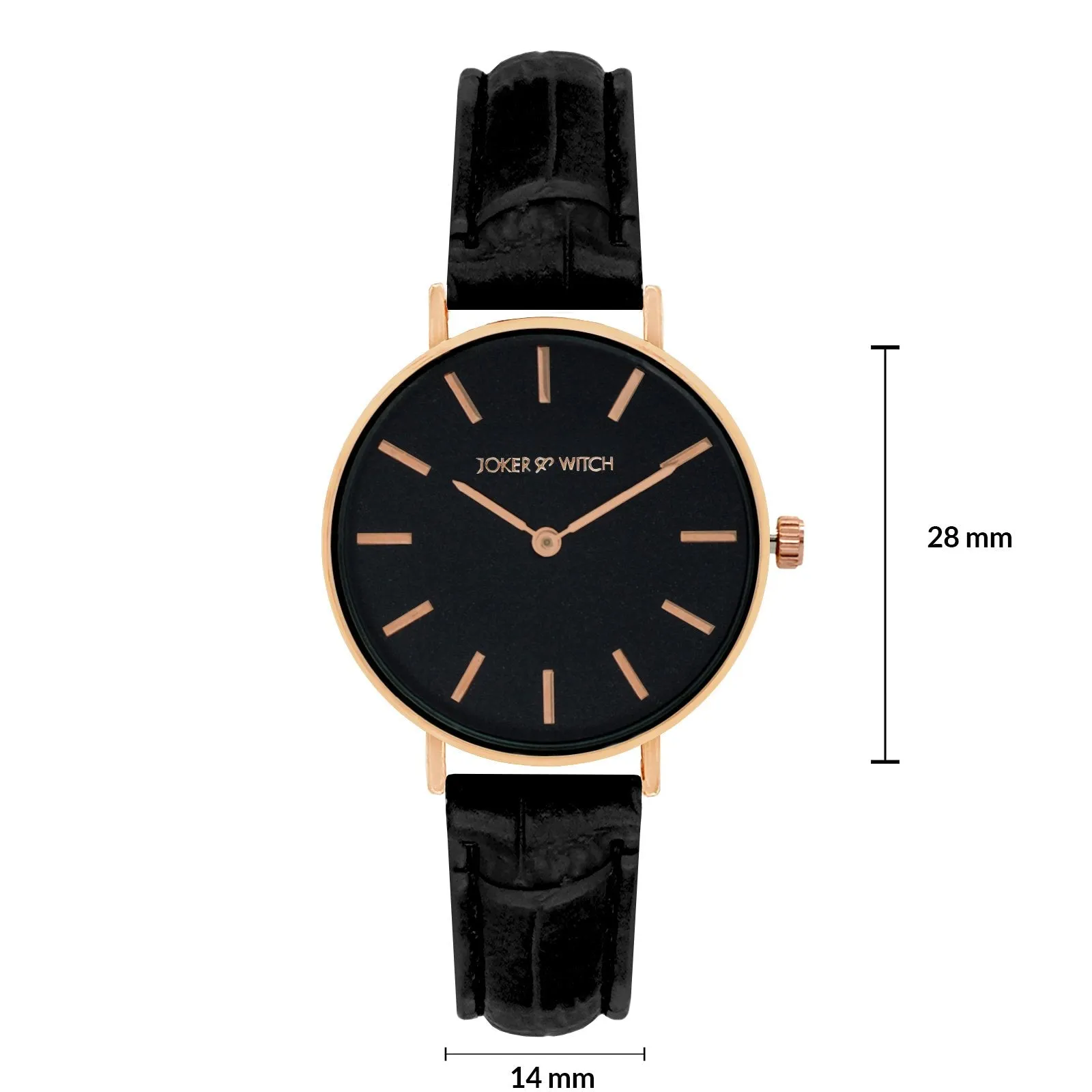 Ariana Rosegold Black Croc Strap Watch