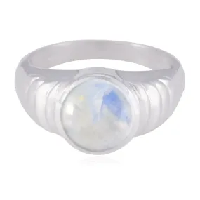 Attractive Gem Rainbow Moonstone 925 Silver Ring Grandfather Gift