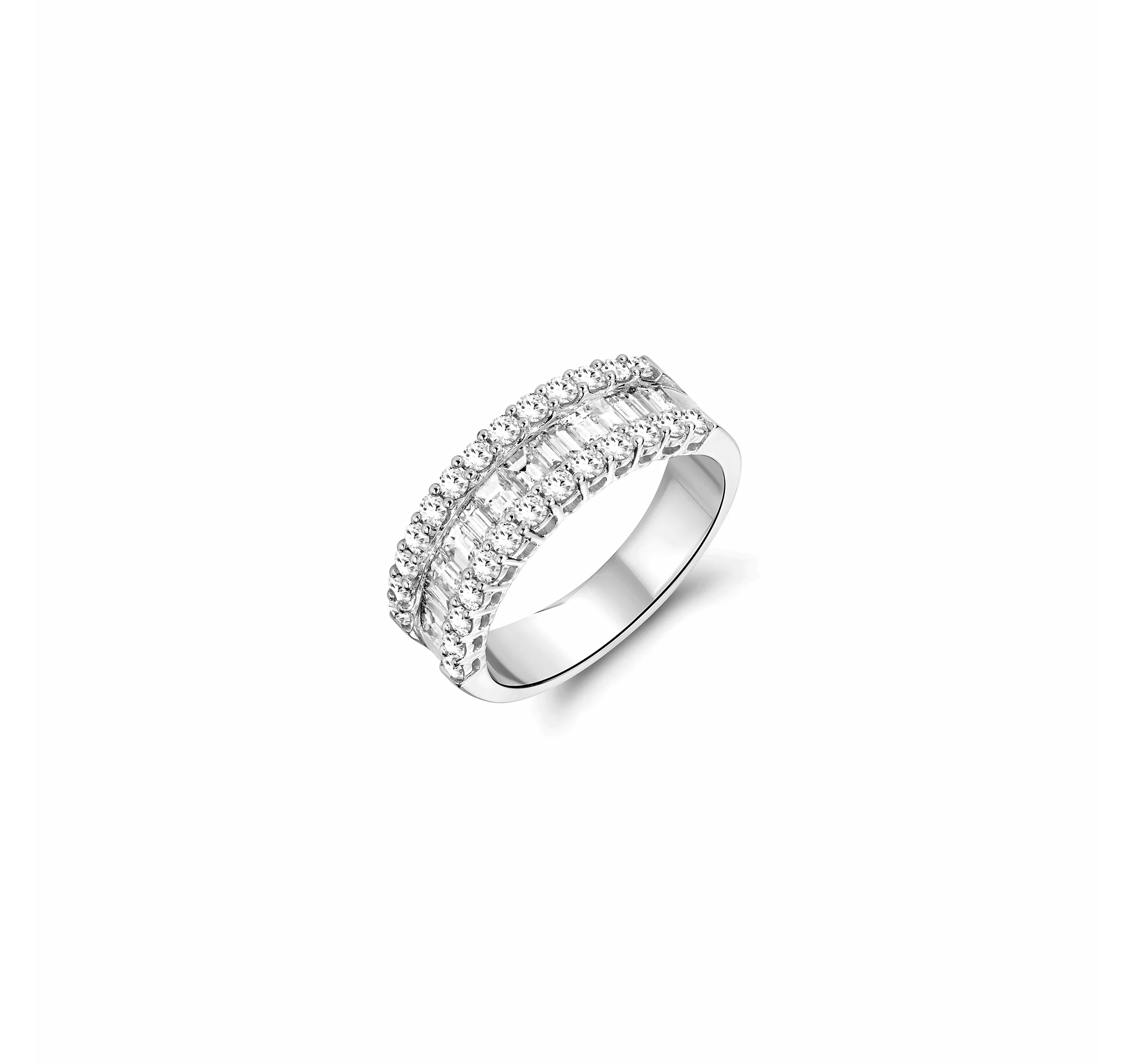 Baguette & Round Diamond Band