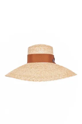 BEIGE VEIL STRAW WIDE HAT