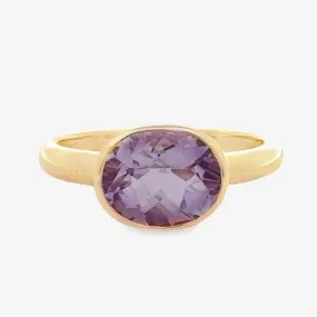 Bezel Set Pink Amethyst Briolette Collection Ring