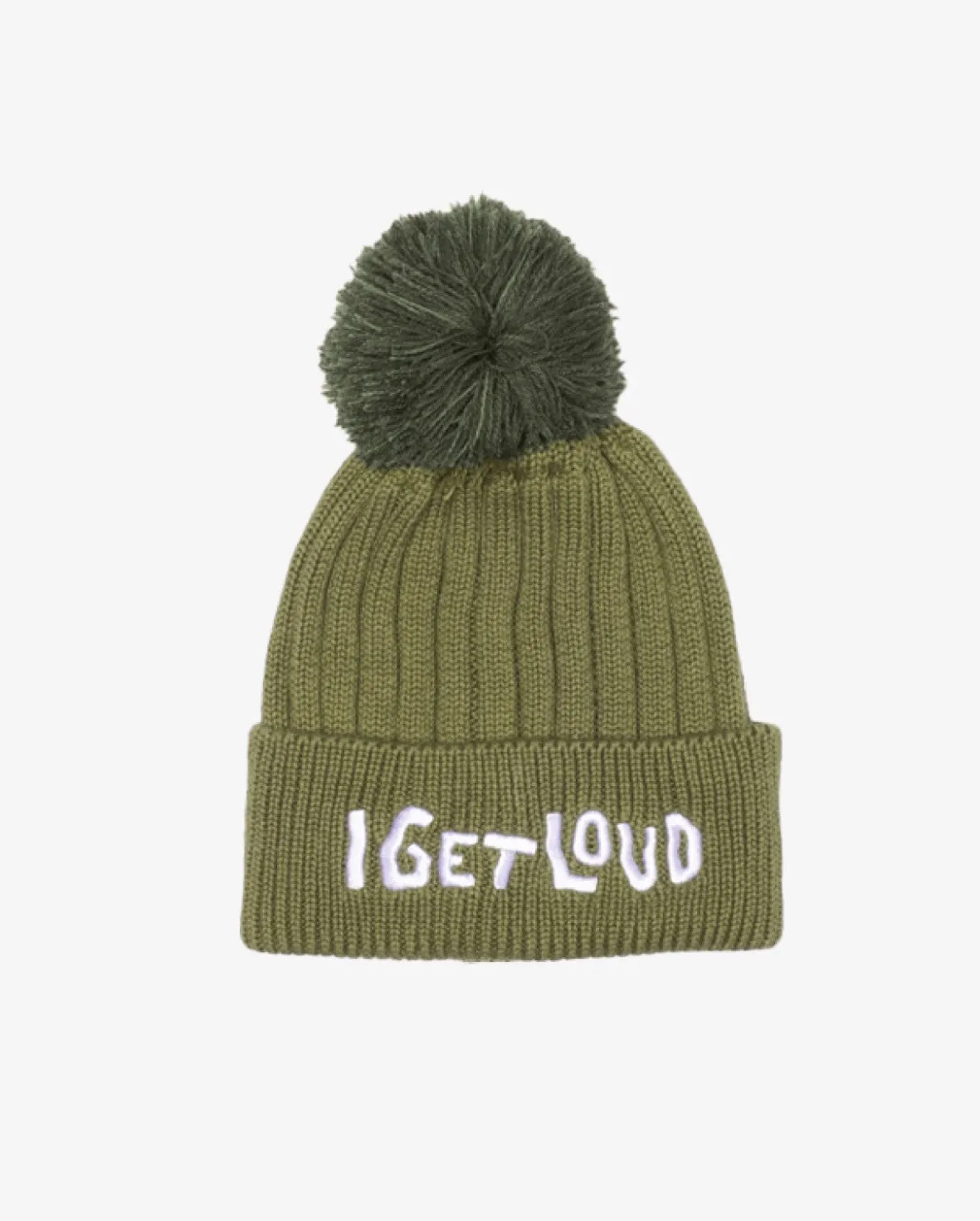 BOB I Get Loud Khaki Green Pom Pom Beanie