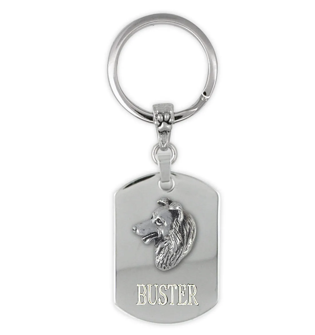 Border Collie Key Ring Jewelry Sterling Silver Handmade Dog Key Ring BDC7-KRE