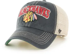 Chicago Blackhawks 47 Brand Vintage Black Tuscaloosa Clean Up Cap