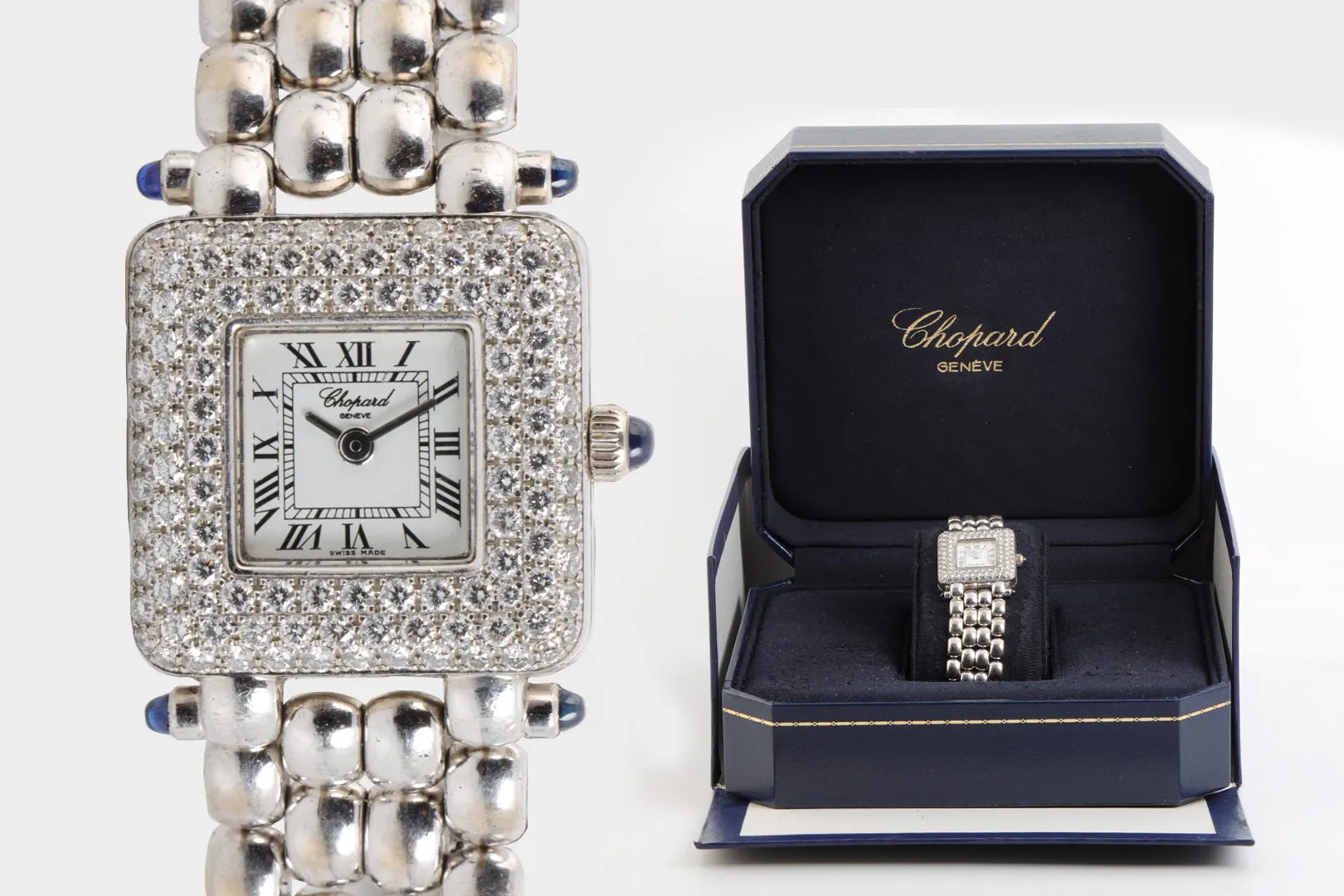 Chopard Happy Sport 419 18K White Gold & Diamond Bezel 21mm Watch (Box&Papers)