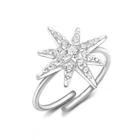 CZ Falling Star Jewelry Silver Ring Adjustable