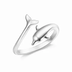 Dolphin Adjustable Sterling Silver Ring