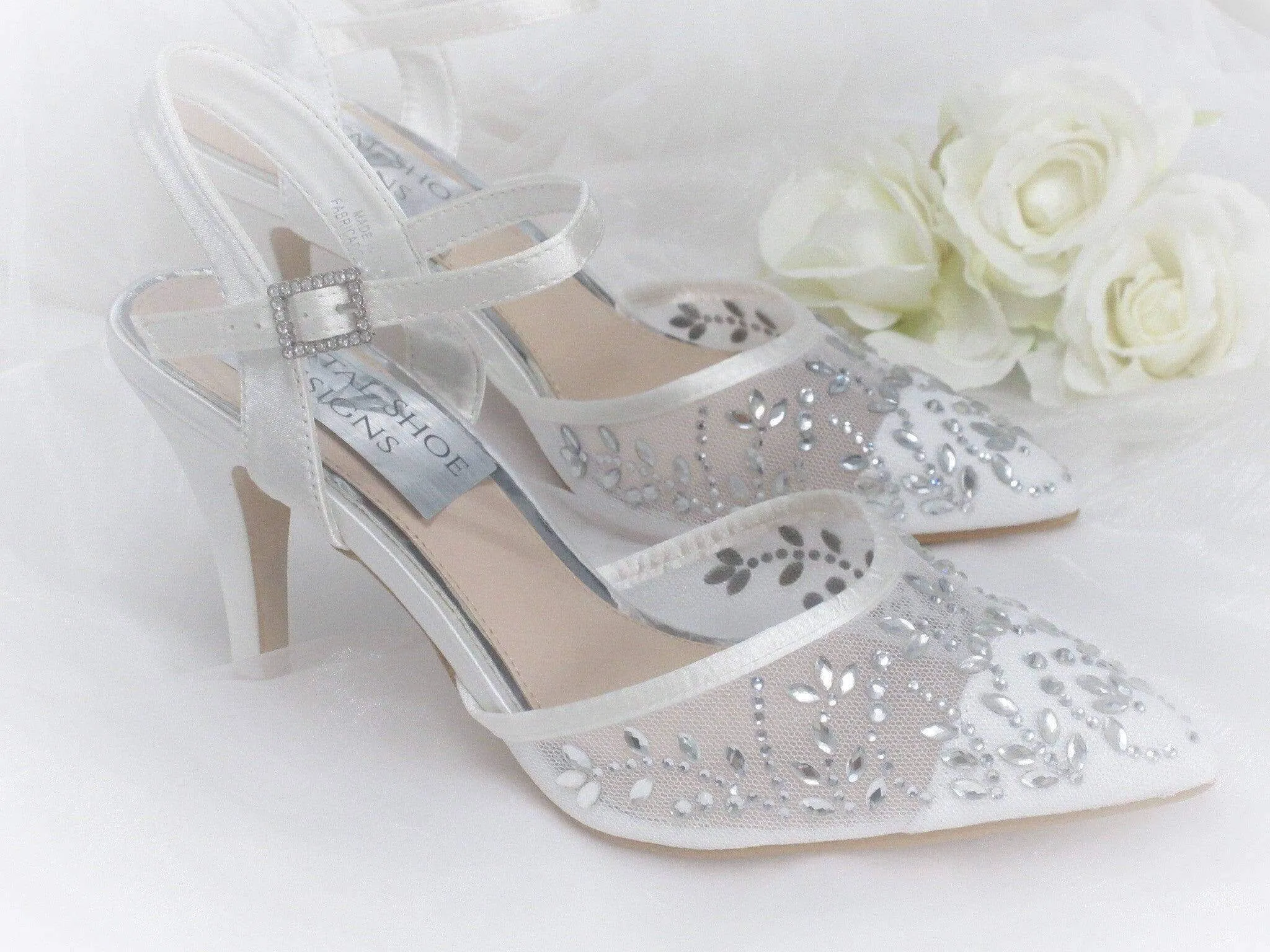 Elegant Wedding Shoes, Strappy Bridal Heels, Embellished Wedding Shoes