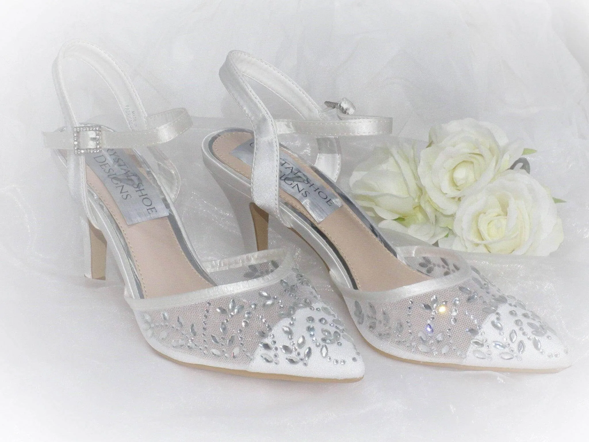 Elegant Wedding Shoes, Strappy Bridal Heels, Embellished Wedding Shoes