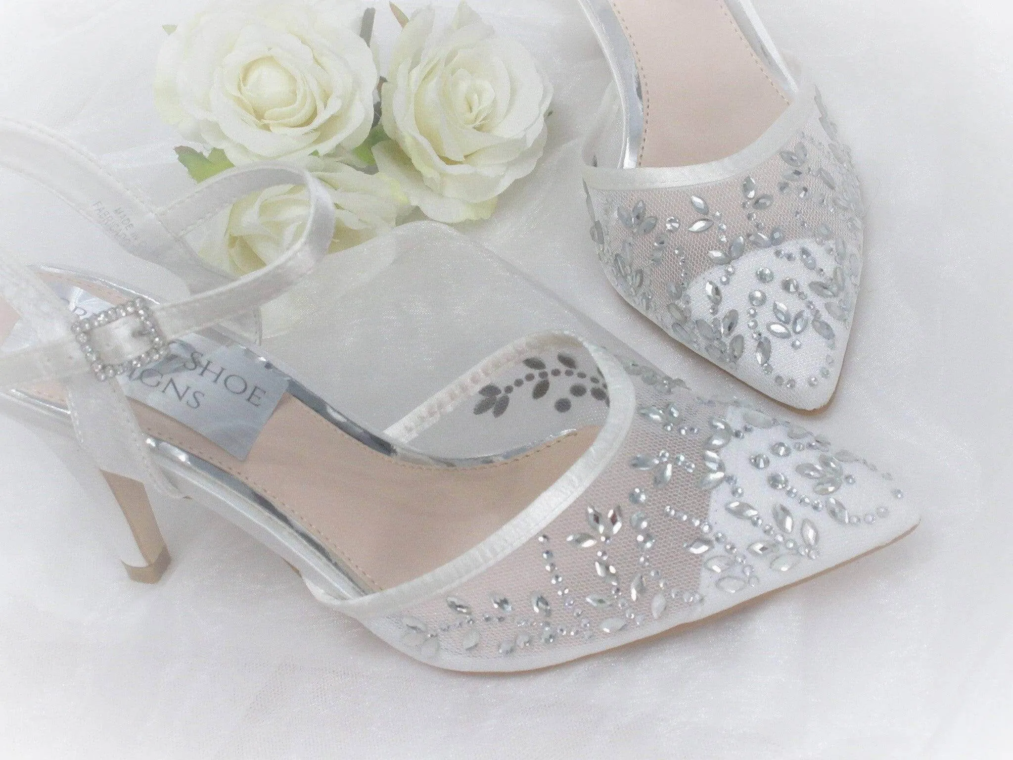 Elegant Wedding Shoes, Strappy Bridal Heels, Embellished Wedding Shoes