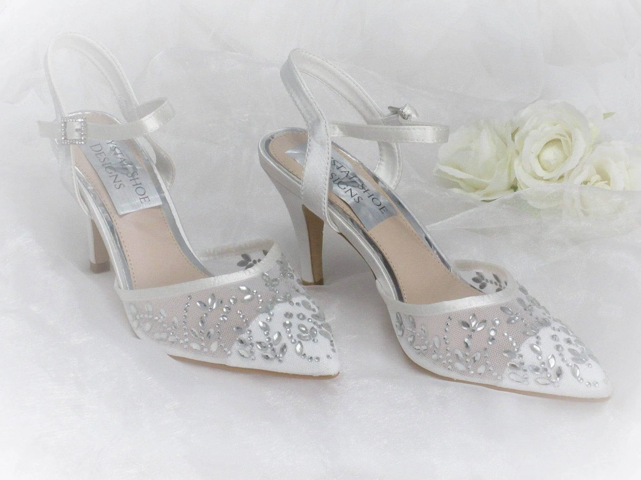 Elegant Wedding Shoes, Strappy Bridal Heels, Embellished Wedding Shoes