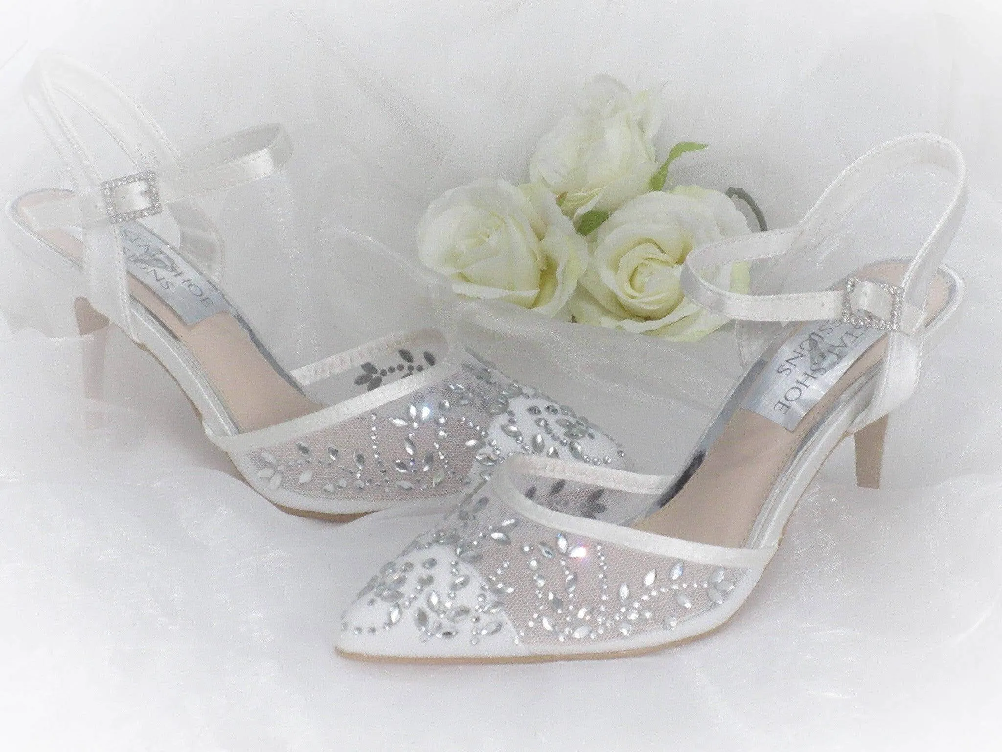 Elegant Wedding Shoes, Strappy Bridal Heels, Embellished Wedding Shoes