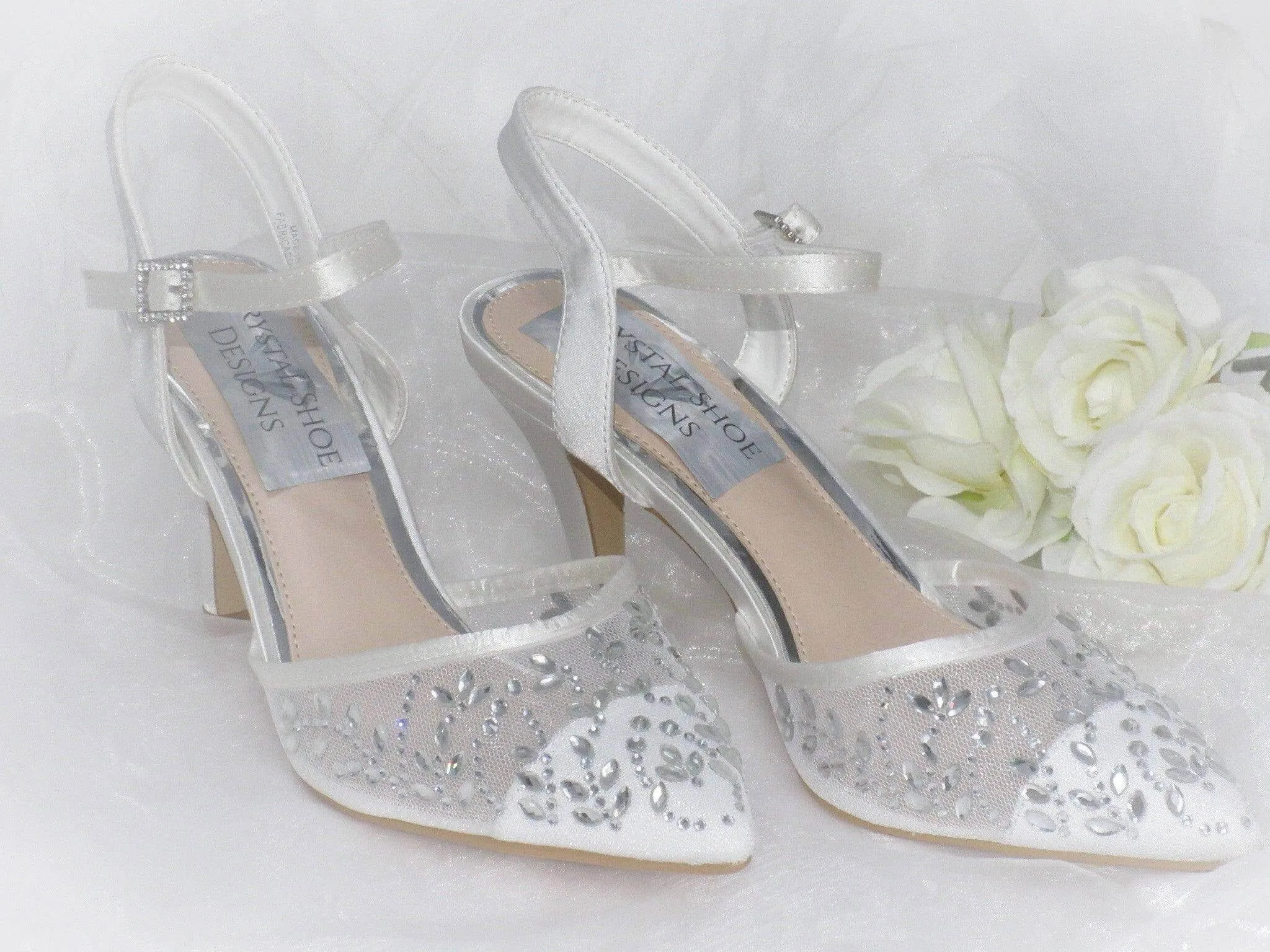 Elegant Wedding Shoes, Strappy Bridal Heels, Embellished Wedding Shoes