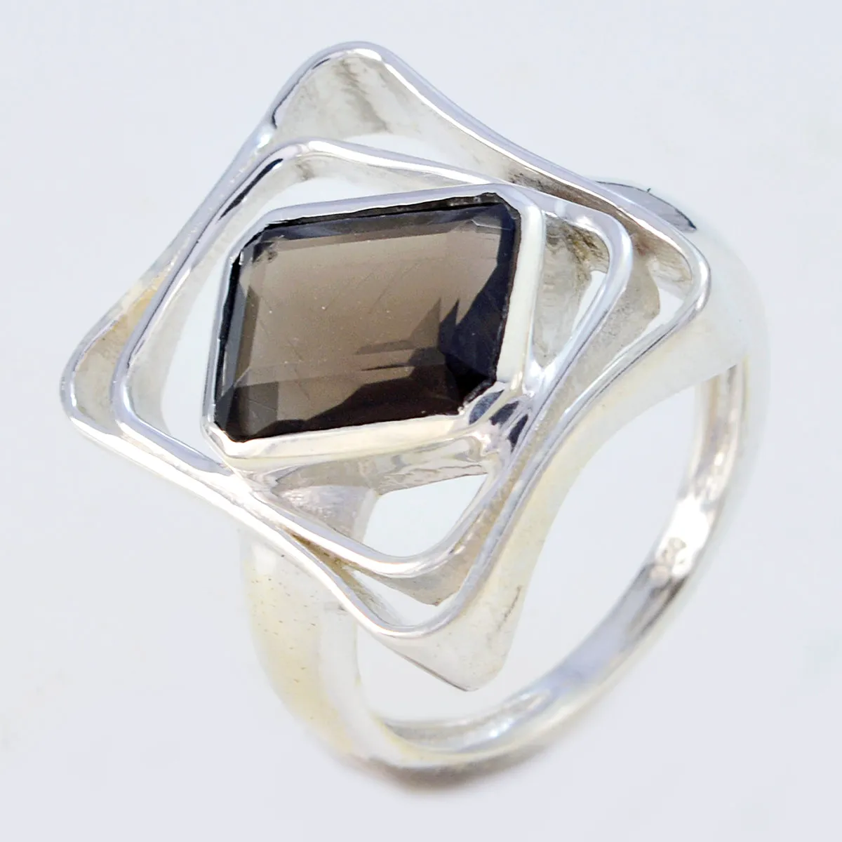 Fascinating Gems Smoky Quartz Solid Silver Rings Jewelry Storage