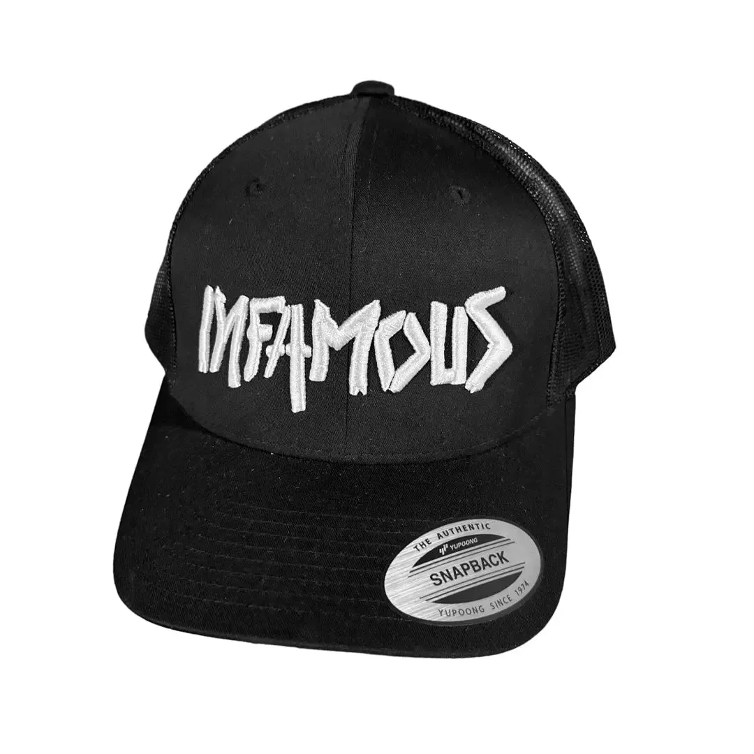 Flexfit  Snapback Hat - Black (White Infamous Logo)