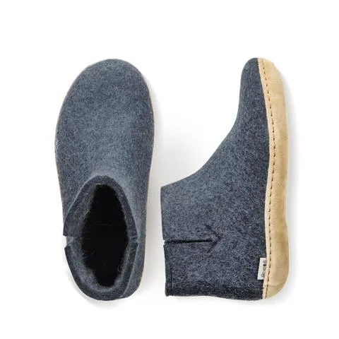 Glerups - Slipper Boot Leather Sole Denim