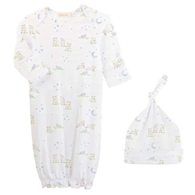 Gown Set - Baby Lambs - Blue