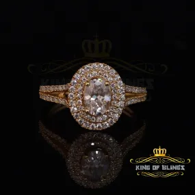 King Of Blings  10K Yellow Gold 2.00CT 'VVS' 'FL' D clr Oval Cut Moissonite Womens Ring S/7