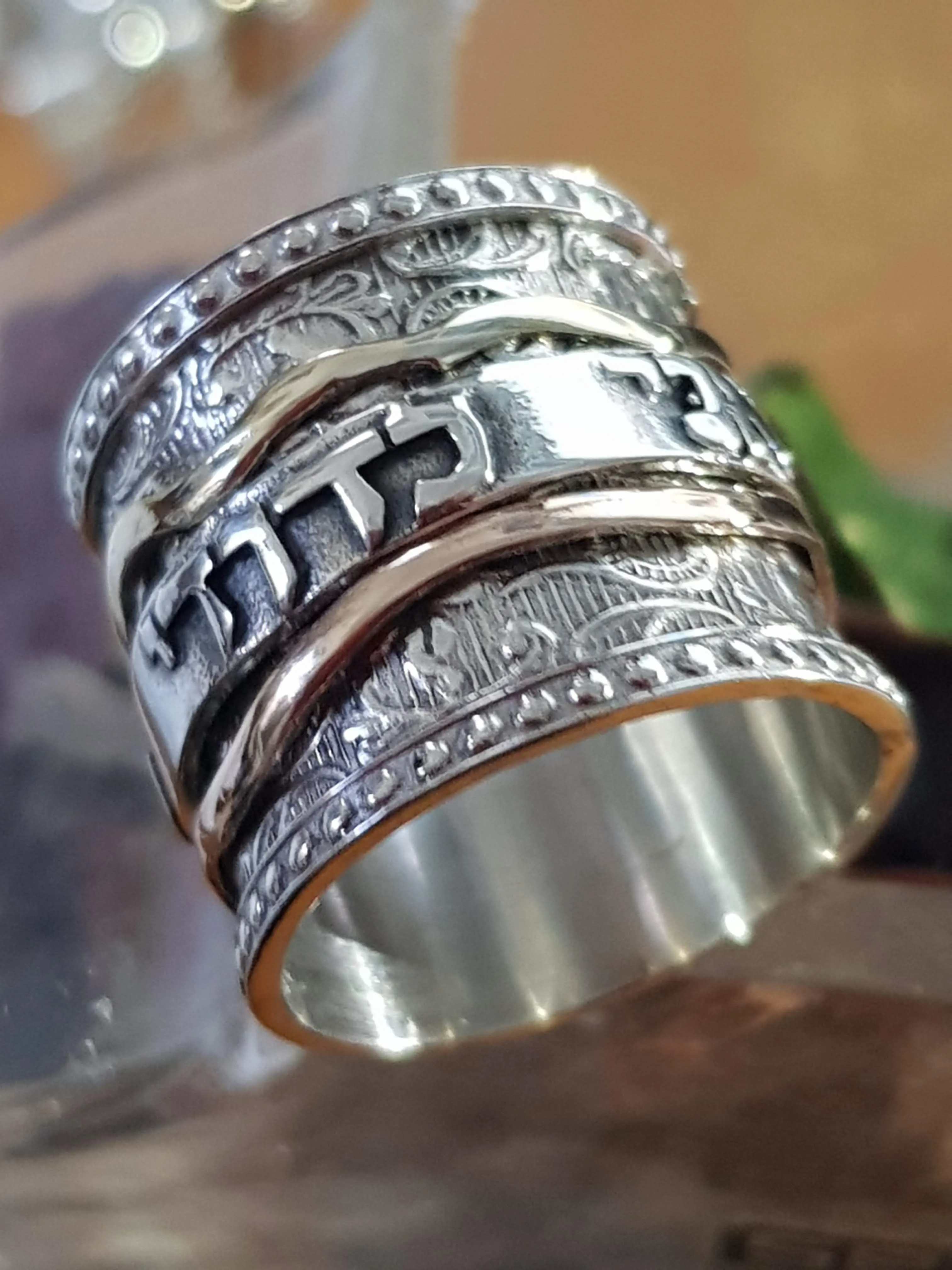 Love Ring Hebrew verse I have Found the One my Soul Loves Spinner Fidget Ring