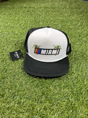 Miami Palm Trucker Hat (Blk/Wte)