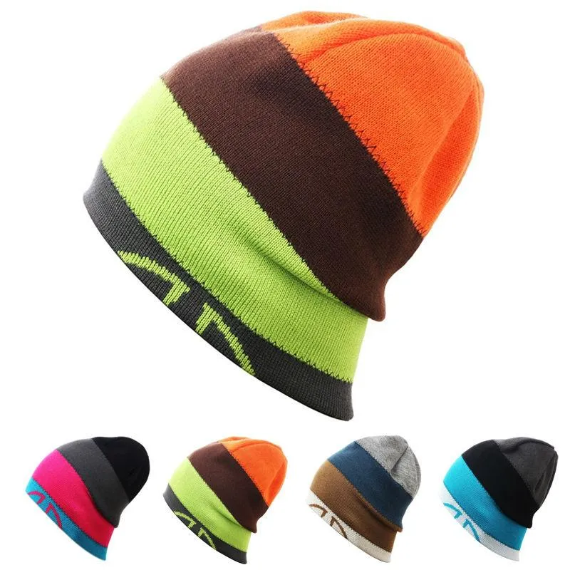 Multicolored Big Striped Knit Hat, Skull Cap or Beanie