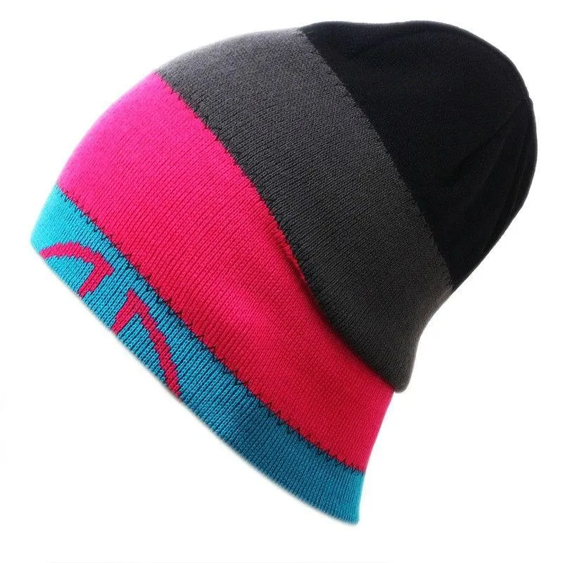 Multicolored Big Striped Knit Hat, Skull Cap or Beanie