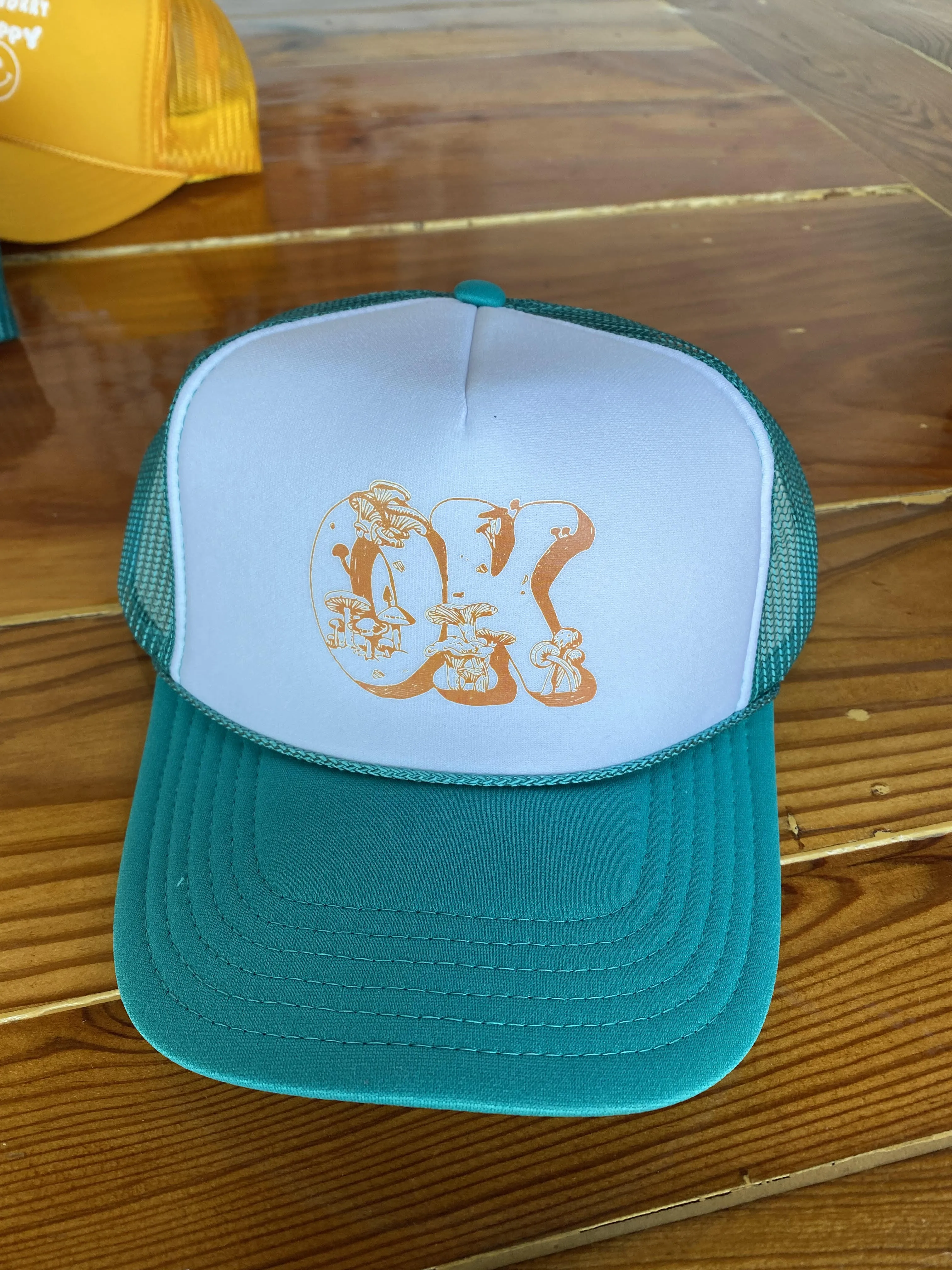 OK Mushroom Teal/White Trucker Hat