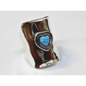 Opal ring.  Sterling silver Hammered Ring Boho. Israeli designer Bohemian ring