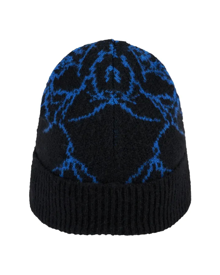 Phobia Black adult beanie hat with blue lightning PHA00485 one size