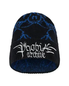 Phobia Black adult beanie hat with blue lightning PHA00485 one size