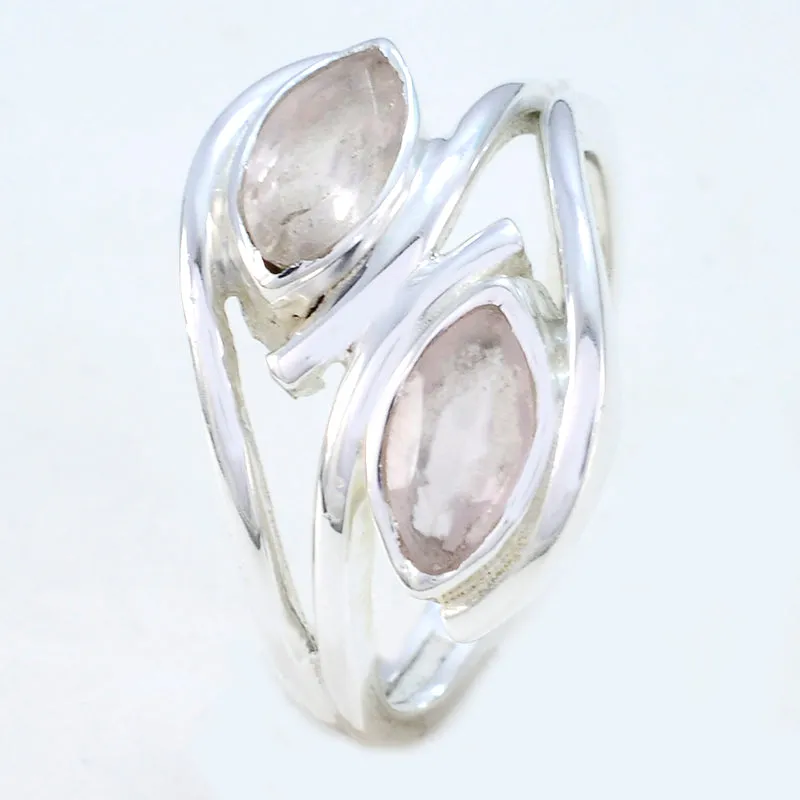 Pulchritudinous Gem Rose Quartz Silver Ring Jewelry Box For Girlfriend