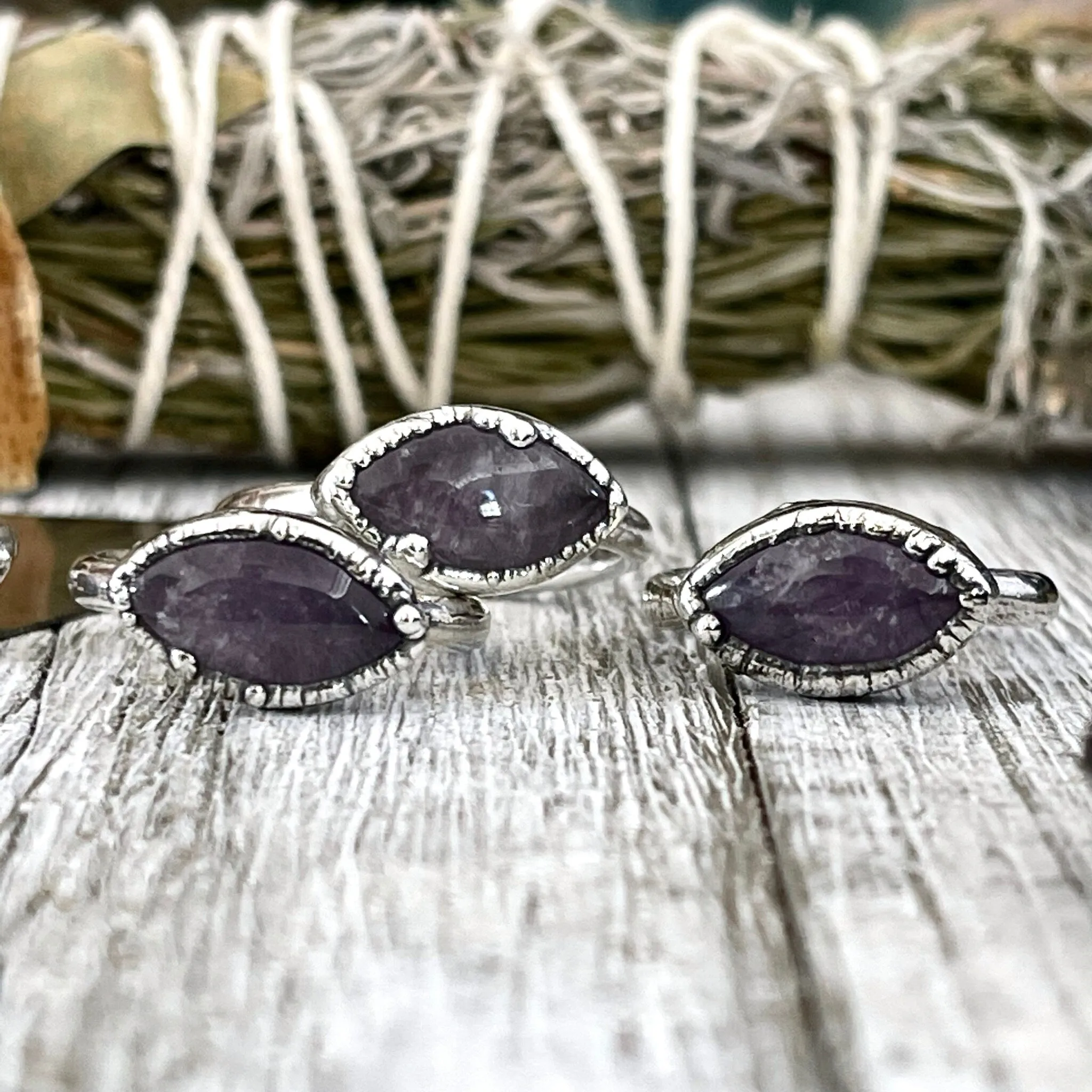 Purple Amethyst Ring in Fine Silver Size 7 8 9 10 / Foxlark Collection