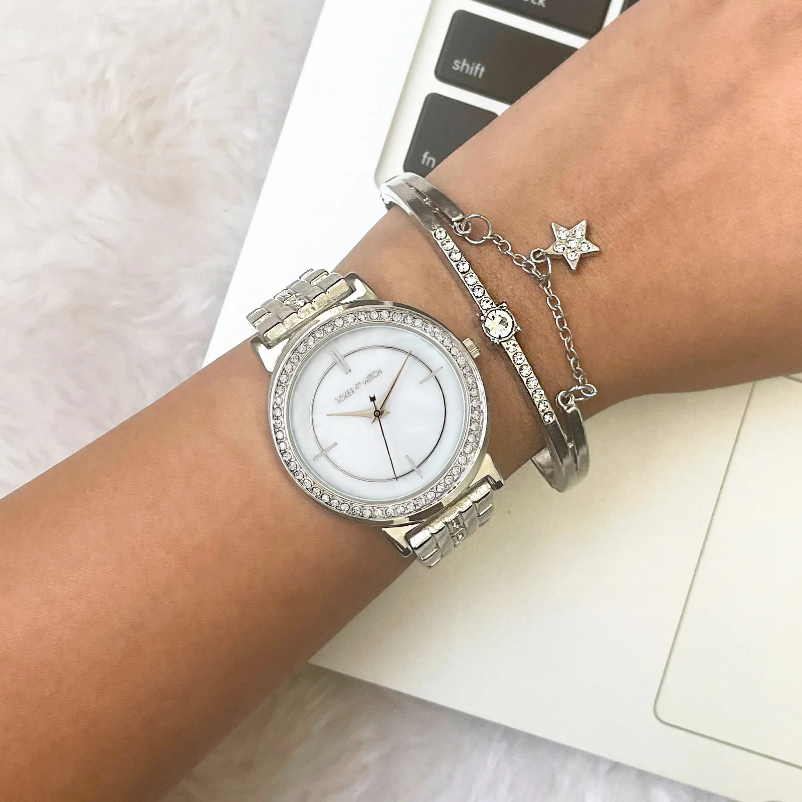 Rebecca Silver Watch Bracelet Stack