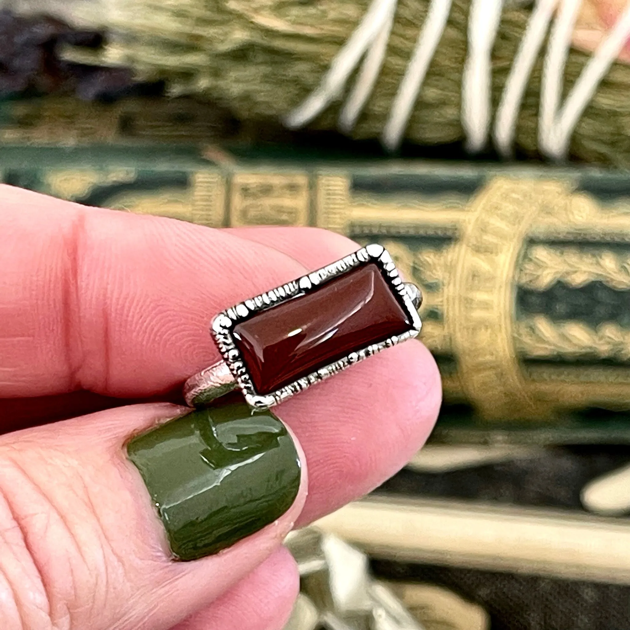 Red Carnelian Ring Fine Silver Size 6 7 8 / Foxlark Collection