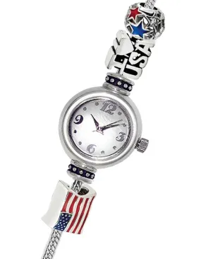 Reflection Beads Sterling Silver Watch - I Love the USA Set - Mother of Pearl