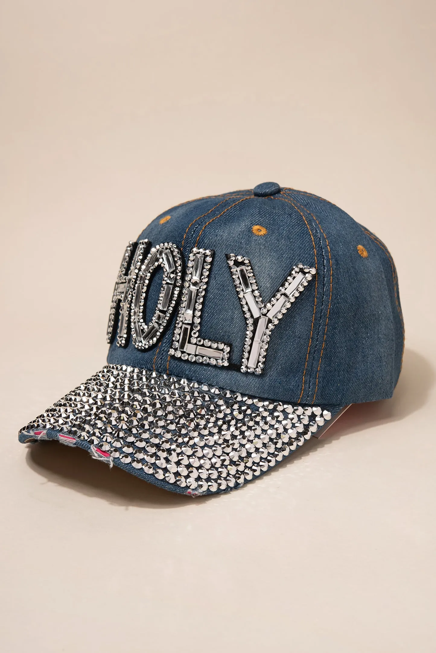 Rhinestone HOLY Denim Cap