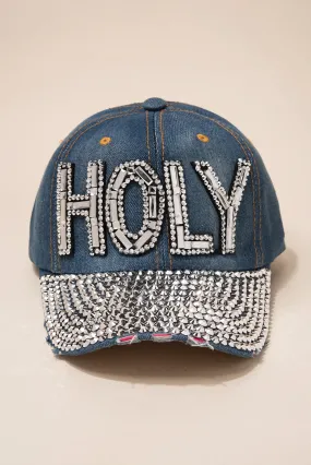 Rhinestone HOLY Denim Cap