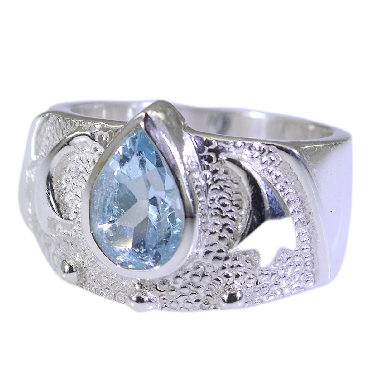 Riyo Attractive Gems Blue Topaz Solid Silver Rings Natures Jewelry