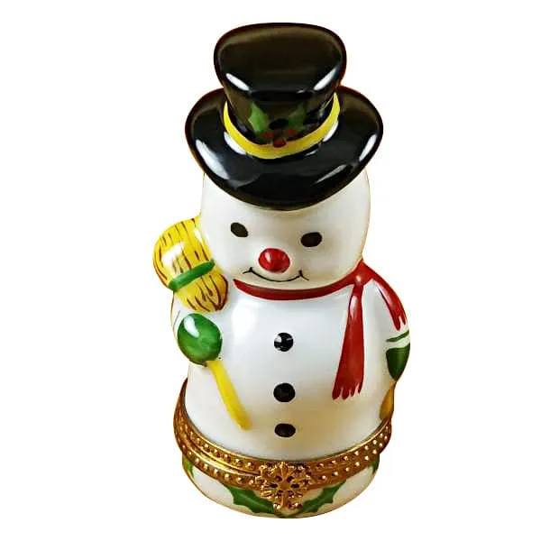 ROCHARD LIMOGES HANDPAINTED SNOWMAN WITH RED SCARF