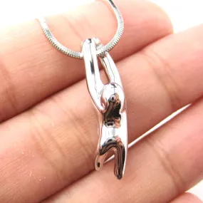 Sloth Dangling Sleek Abstract Animal Pendant Necklace in Silver | DOTOLY